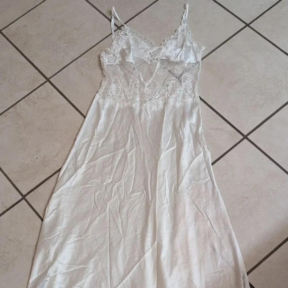 NWT Victoria's Secret Vintage Maxi Nightgown Satin Lace Sheer Stomach Back S